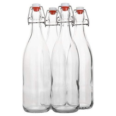 Flip Top Glass Bottle 1 Liter / 33 Fl. Oz. pack Of 4 “ Swing Top Brewing Bot