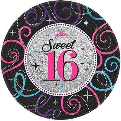 Elegant Sweet Sixteen Celebration Birthday Party Dessert Paper Plates Disposable