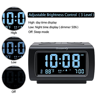 DreamSky Deluxe Alarm Clock Radio with FM Radio, USB Port for Charging, 1.2