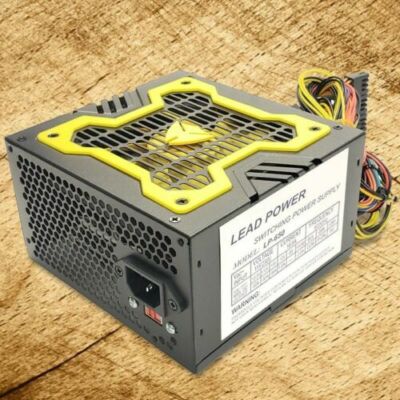 New--Lead Power YELLOW 650w-MAX 12cm-Fan ATX Power Supply 20+4pin, SATA & PCIe