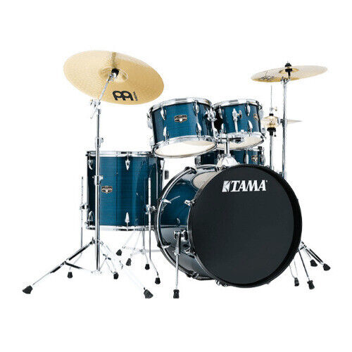 Tama Imperialstar 5 Piece Drum Kit with Meinl HCS Cymbals Carton A Hairline Blue