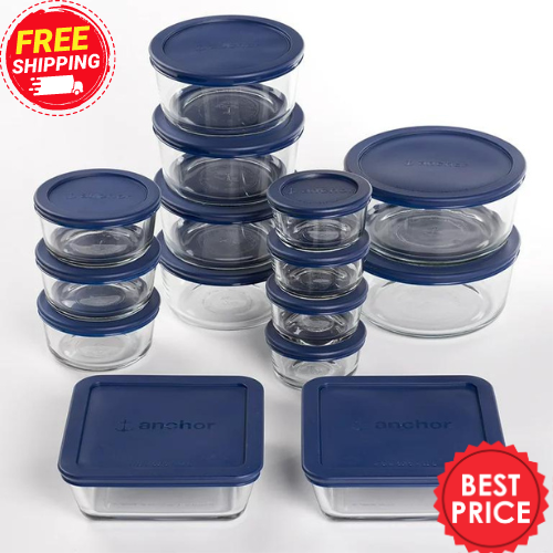 S 30 Pieces Set With Navy Lids
