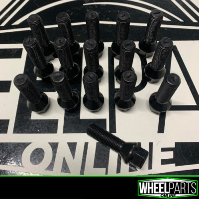 16 M14 x 1.5 ALLOY WHEEL BOLTS BLACK EXTENDED AUDI VW SEAT SKODA