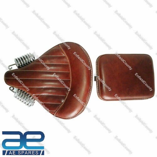 PURE LEATHER FRONT REAR SADDLE SEAT BROWN COLOR FOR ROYAL ENFIELD CLASSIC 