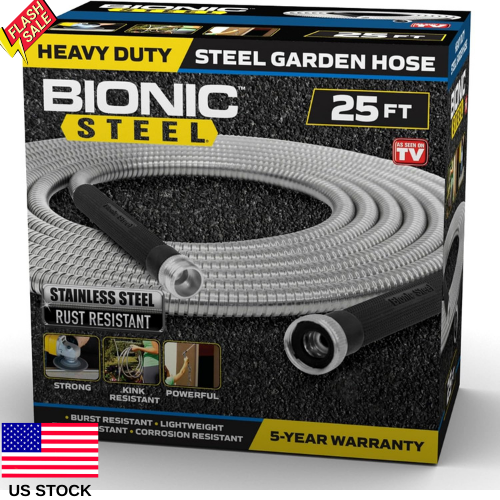 Stainless Steel Metal Garden Water Hose 25/50/75/100ft