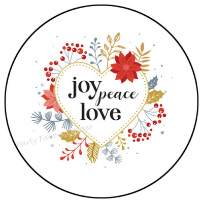 30 LOVE PEACE JOY HEART FLOWERS ENVELOPE SEALS LABELS PARTY FAVORS STICKERS 1.5''