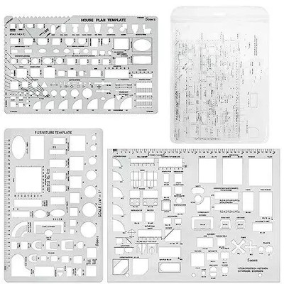 3 Pack Architectural Templates Drafting Tools House Interior Design Template