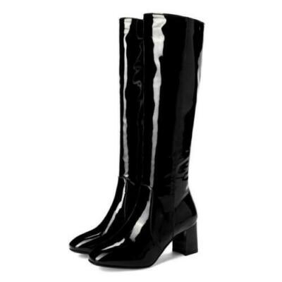 Women's Side Zip Hippie Knee High Patent Leather GoGo Disco Dancer 60s 70s Boots