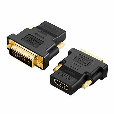 2-Pack DVI to HDMI Adapter Bi-Directional DVI Male to HDMI Female Converter