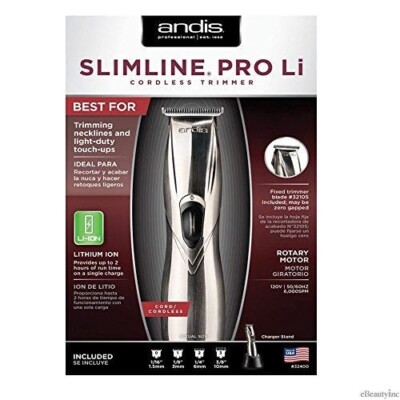 Andis Professional SlimLine Pro Li Cordless T-Blade Hair Trimmer 32400 D-8 Cut