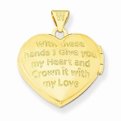 Pre-owned Wishing For Claudia 14k Yellow Gold Small Heart Shaped Claddagh Locket With Diamond