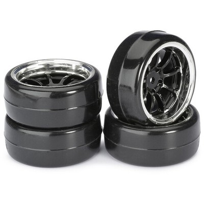 Absima      Wheel Set Drift LP '' 9 Spoke / Profile B'' black/chrome 1:10 (4 pcs)