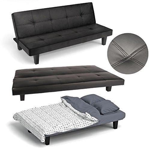 Sale Offer New Faux Leather 3 Seater Click Clack Sofa Bed