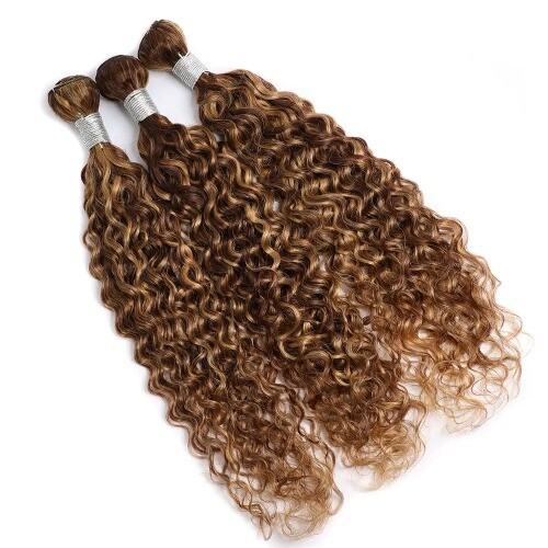 Highlight Water Wave Bundles Human Hair Ombre Brown Hair Highlight Honey Blonde 