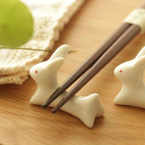 cute japanese ceramic rabbit chopstick stand rack spoon fork