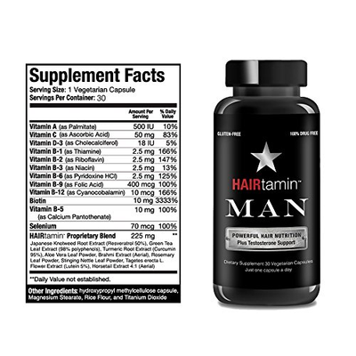 HAIRtamin Man Hair Growth Vitamins - Best Mens Biotin Fast Hair Growth Formula V