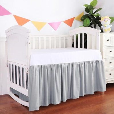 Crib Skirt Dust Ruffle, 100% Egyptian Cotton 400 Thread Count Soft Grey Ruffle