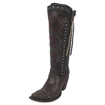 Pre-owned Corral Boots Corral Women's Distressed Aztec Studded Round Toe Cowgirl Boots C2881