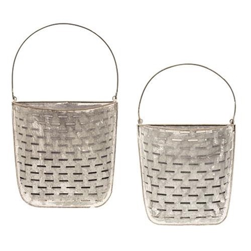 Olive Wall Pockets 2 Set Farmhouse Wall Decor Galvanized