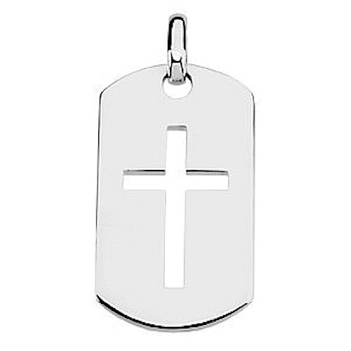 Pre-owned Whimzies Mens Womens Cross Dog Tag Pierced Cut Out Large Size Sterling Silver Quality