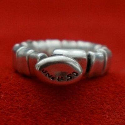 NEW UNO de 50 Silver Engraved Button Ring UNIQUE SZ 5 7 8