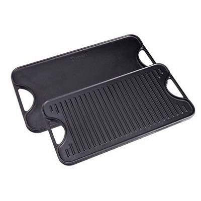 Victoria Rectangular Cast Iron Griddle. Double Burner Griddle, 13 x 8.5 Inch..