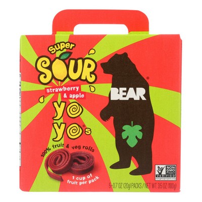 Real Fruit Yo Yos Straw Apple 3.5 Oz(Case Of 6) By Bear Yoyo