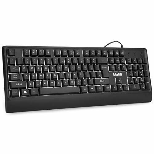 Mafiti Computer Office Keyboard Wired USB 104 Keys Full Size White Black