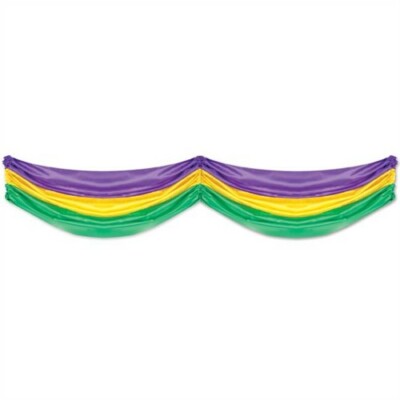 Mardi Gras Fabric Bunting w/Adjustable Drawstrings 70'' 2 Drapes Decorations