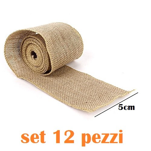 Set 12 Pezzi Rotoli Nastro Di Lino Naturale 5cm x 2 Mt dfh