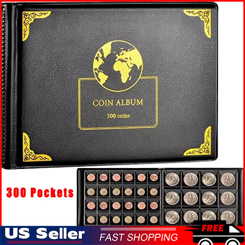 Coin Collection Holder Book Album For Collectors 300 Pockets Storage