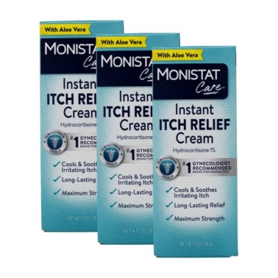 3 Pack Monistat Care Maximum Strength Instant Itch Relief Cream, 1 Ounce each