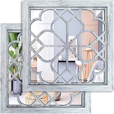 Wocred 2 PCS Square Wall Mirror,Gorgeous Rustic Farmhouse Accent Mirror,Rusti...
