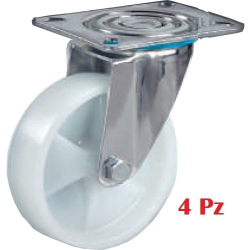 Set Kit 4 Ruote Nylon Rotelle Ruota Rotella Per Carrello Staffa Girevole dfh