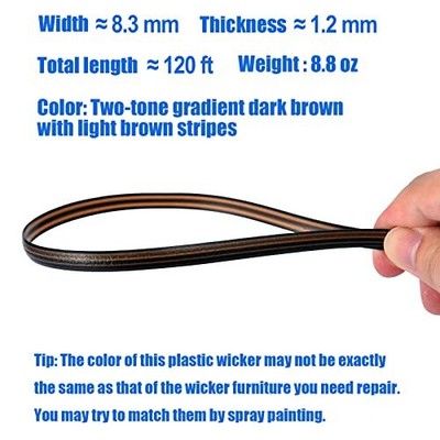 120 ft Wicker Repair Kit Wicker Supplies Rattan for Patio Chair Repair Flat W...