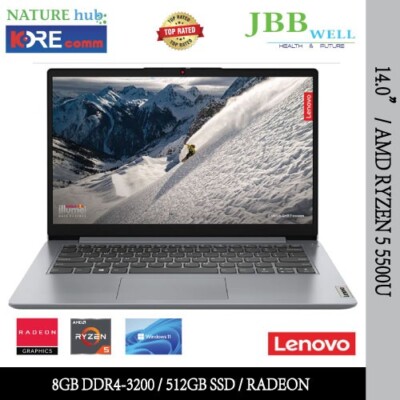 Lenovo Ideapad 1 14'' AMD Ryzen 5 5500U, 8GB RAM, 512GB SSD, AMD Radeon