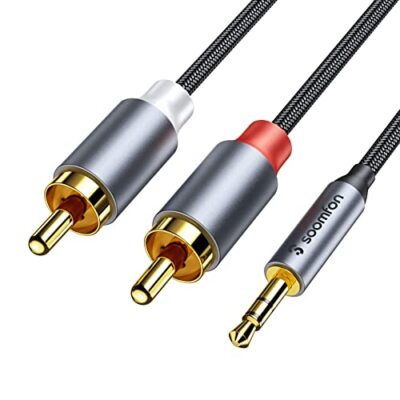 6.6Ft 3.5mm to 2 RCA Male Cable Adapter AUX Audio Y Splitter RCA Auxiliary Cord