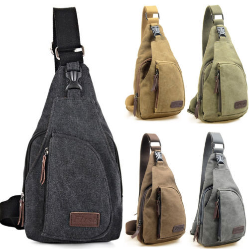 Men Retro Army Canvas Chest Sling Bags Cross Body Messenger Shoulder Backpack US