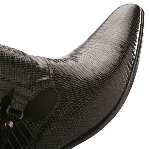 Pre-owned Los Altos Boots Los Altos Black Genuine Teju Lizard Dress Shoe Ankle Boot Handmade Ee+ Zv070705