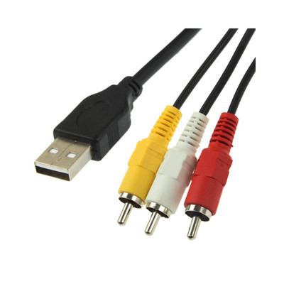 USB Stecker auf RCA 3 Cinch Stecker für Audio und Video / Länge 1,5m