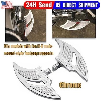CNC Cut FootPegs Rear Passenger Floorboards Chrome Motorcycle For Street Glide