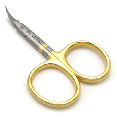 Dr Slick Curved Arrow Scissors Serrated Blade Gold Loops  Fly Tying 3.5''  3-1/2''