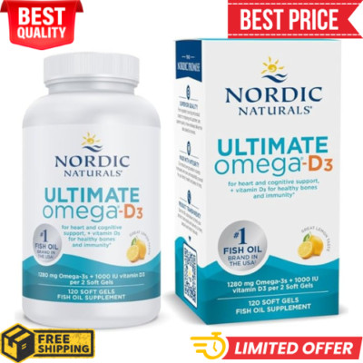 Nordic Naturals Ultimate Omega-D3 , Lemon Flavor - 1280 mg, 120 Soft Gels