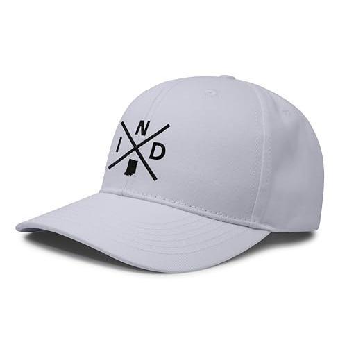 Indiana IND hat for Men Women - Snapback Trucker Baseball Cap (All White)