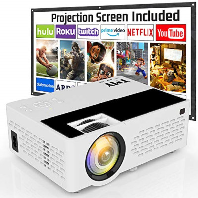 TMY Projector 7500 Lumens with 100 Inch Projector Screen, 1080P Full HD Video TV