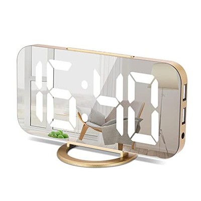 Digital Alarm Clock with Large Mirror Display, Dual USB Charger Ports