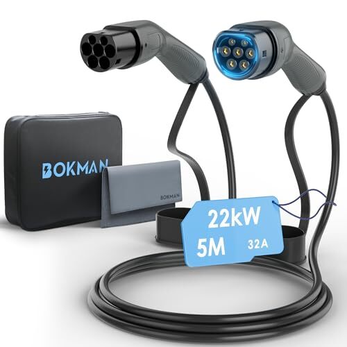 Bokman Type 2 CÃ¢Ble De Recharge Voiture Electrique Phev, Mode 3 / 32a / 22kw / T
