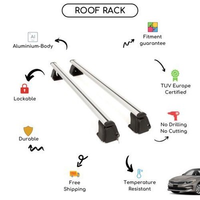 Bare Roof Rack Cross Bars Set for Kia Optima III Sedan 2010 - 2016