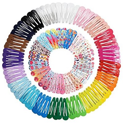 Clips for Hair, 120 Pcs 2 Inch Metal Barrettes Snap Hair Clips Multi-colored