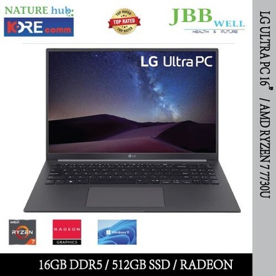 LG ULTRA PC 16'' Thin/Lightweight AMD Ryzen 7 7730U, 16GB DDR4, 512GB SSD, Radeon